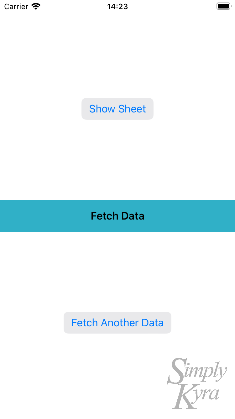 Image shows two buttons with a teal banner between them saying "Fetch Data",