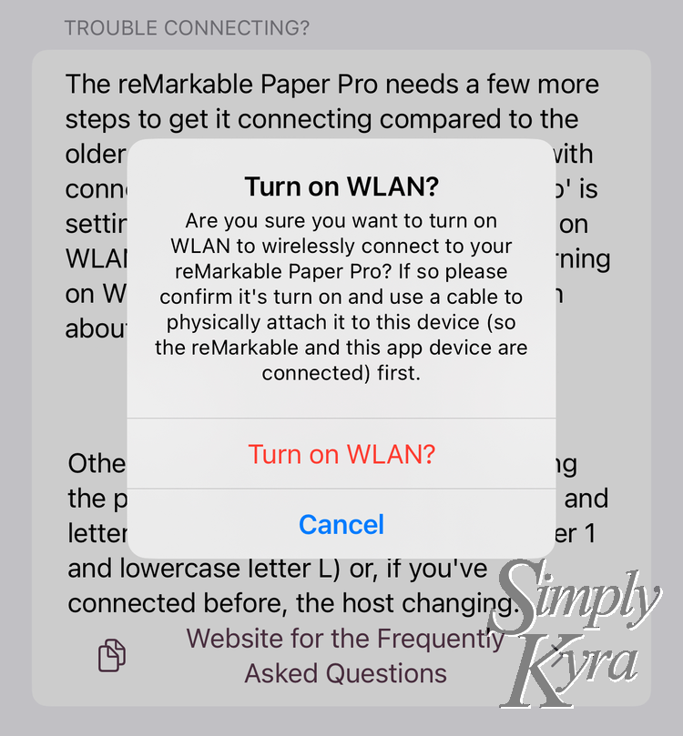 Image shows the "Turn on WLAN" confirmation dialog.