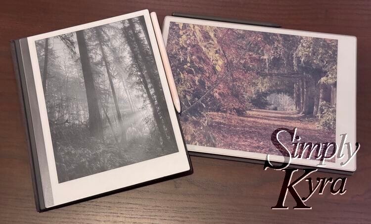 Image of two reMarkable screens showing trees. 