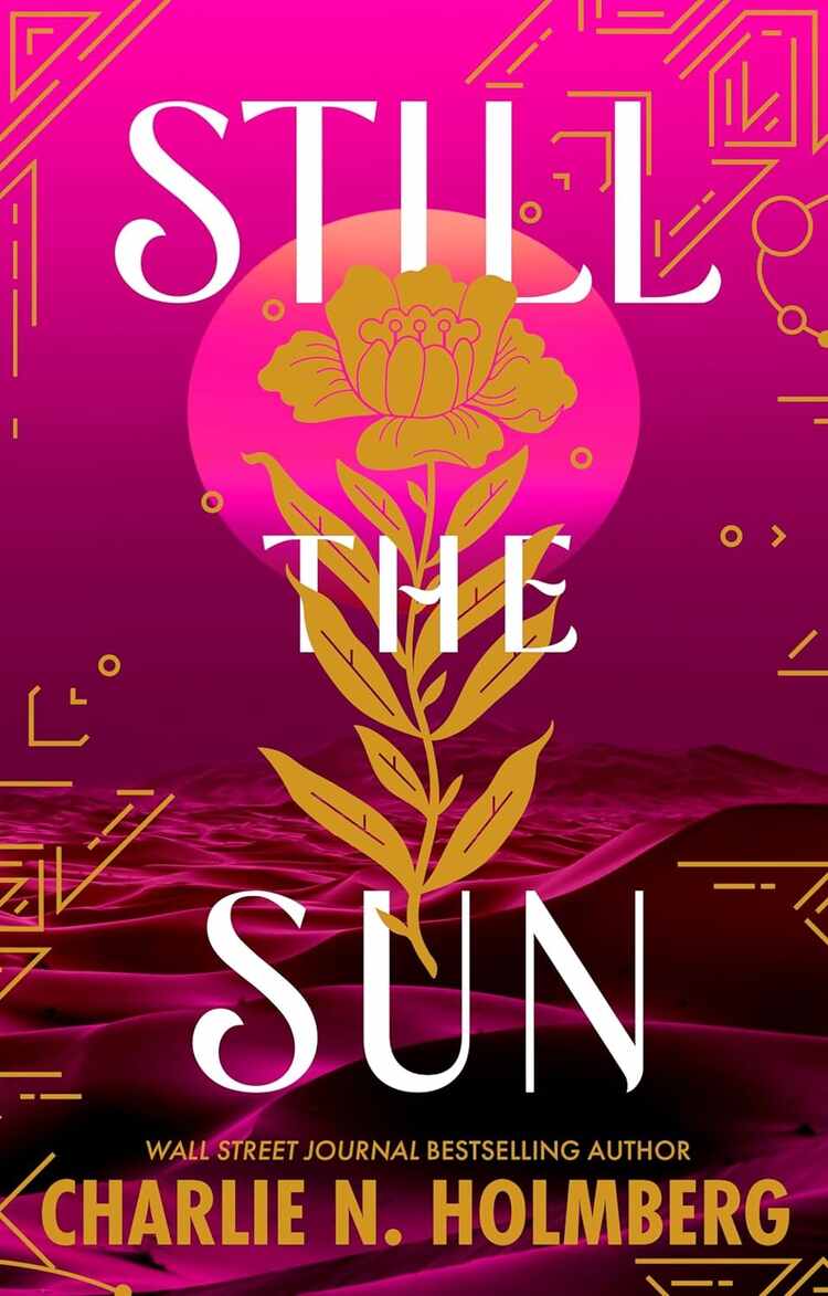 Pink cover image of Still the Sun with a flower reaching up from the bottom.